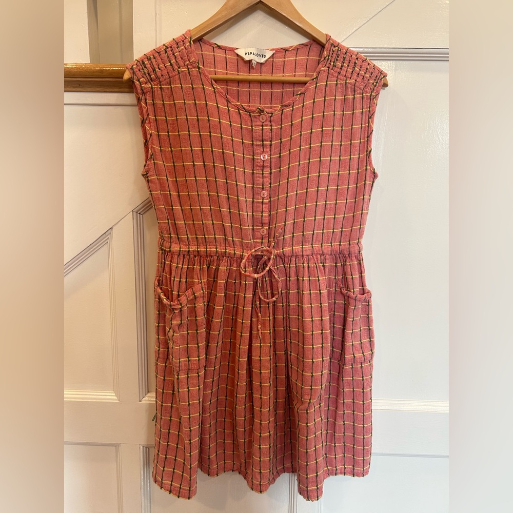 Pepaloves Pink and Yellow Plaid Mini Dress